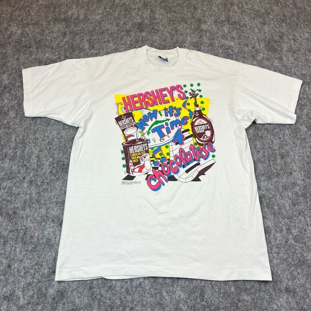 Vtg 1991 Hersheys Now Its Time 4 Chocolates Shirt Sz XL Adult single Stitch USA